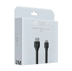 1HORA Cable Con Entrada Tipo C De 2 Metros Para Carga 2.1A CAB243