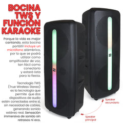 BOCINA PORTATIL CON MICROFONO Y LUZ L282