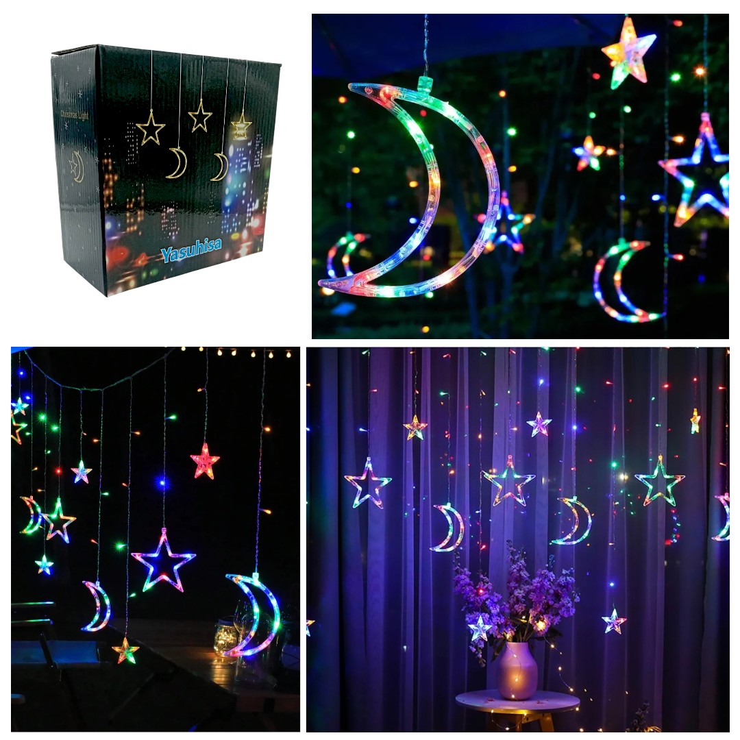 GUIRNALDAS DE ESTRELLAS Y LUNAS MULTICOLOR  DP-1067