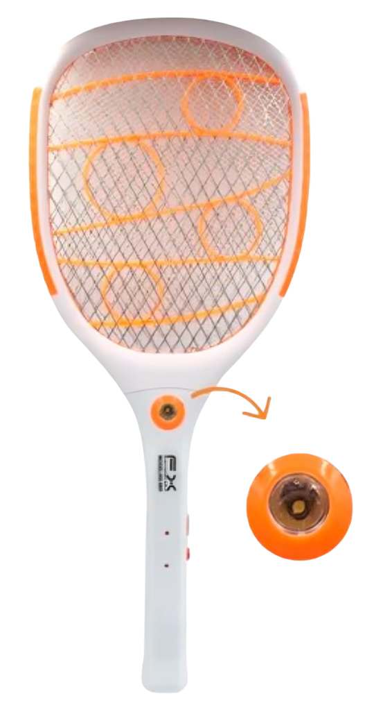 RAQUETA PARA MOSQUITOS CON LINTERNA RECARGABLE